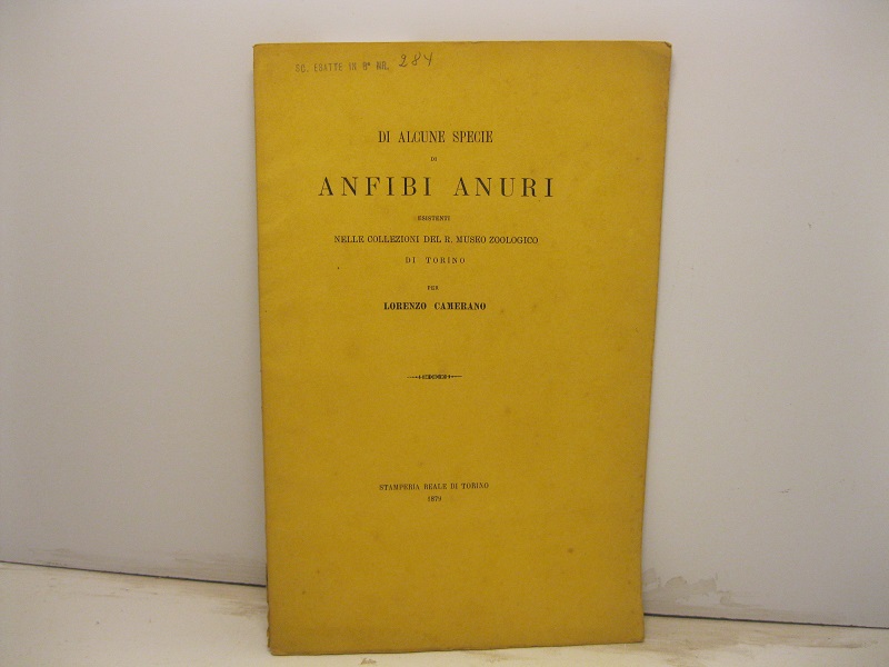 Di alcune specie di anfibi anuri esistenti nelle collezioni del R. Museo zoologico di Torino
